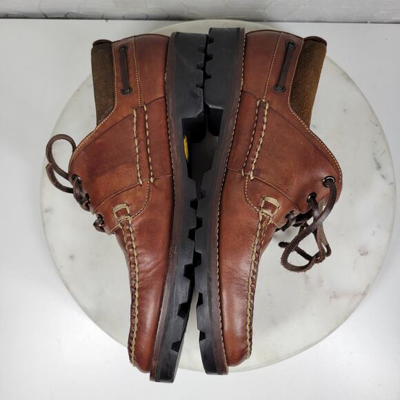 Cole Haan Shoe G Leather Loafers Mens 9.5 Brown Black Vibram Sole Deck Shoes - Picture 9 of 16